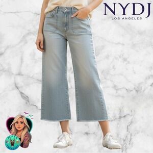 Not Your Daughters Jeans NYDJ Women's 6 Wide Leg Crop Raw Hem Patch Pocket 29x22
